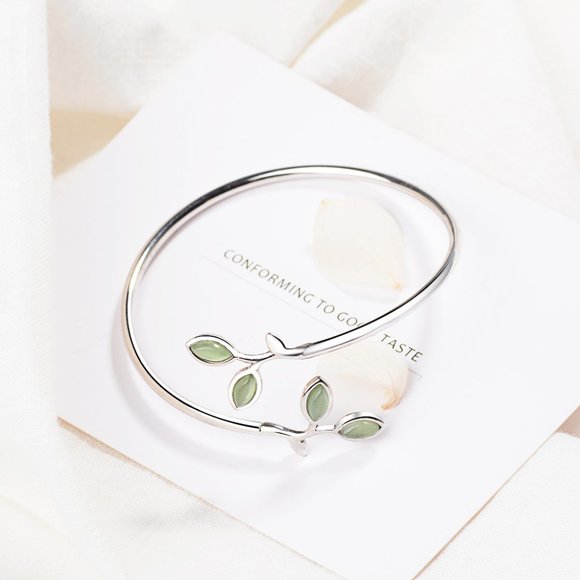 NEW 925 Sterling Silver Leave Opening Bangles - Picture 3 of 5